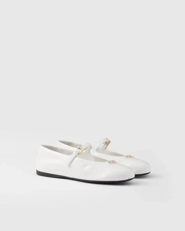 Pumps And Ballerinas*Prada Naplak patent leather ballerinas White