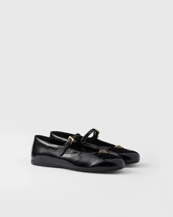 Pumps And Ballerinas*Prada Naplak patent leather ballerinas Black