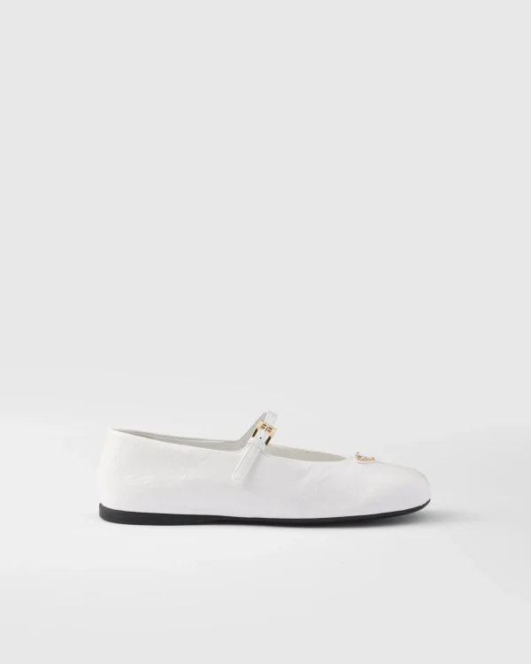 Pumps And Ballerinas*Prada Naplak patent leather ballerinas White