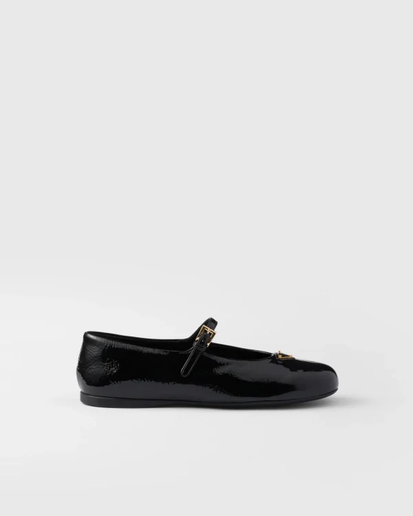 Pumps And Ballerinas*Prada Naplak patent leather ballerinas Black