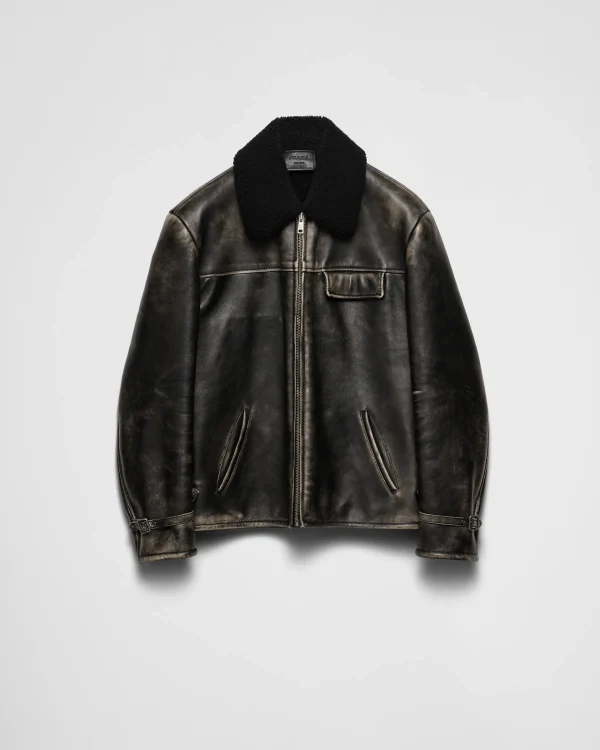 Leather Clothing*Prada Nappa leather and shearling jacket Black