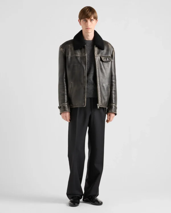 Leather Clothing*Prada Nappa leather and shearling jacket Black