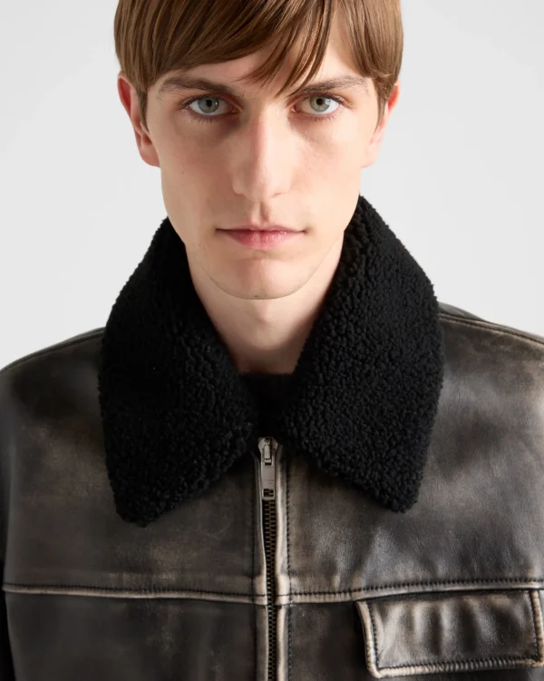 Leather Clothing*Prada Nappa leather and shearling jacket Black