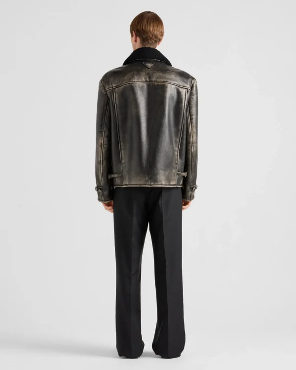 Leather Clothing*Prada Nappa leather and shearling jacket Black