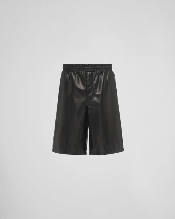 Trousers And Bermudas | Leather Clothing*Prada Nappa leather Bermudas Black