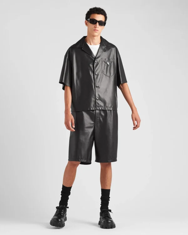 Trousers And Bermudas | Leather Clothing*Prada Nappa leather Bermudas Black