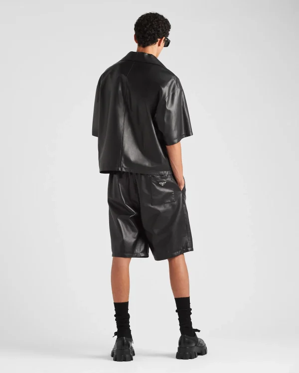 Trousers And Bermudas | Leather Clothing*Prada Nappa leather Bermudas Black