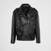 Leather Clothing*Prada Nappa leather biker jacket Black