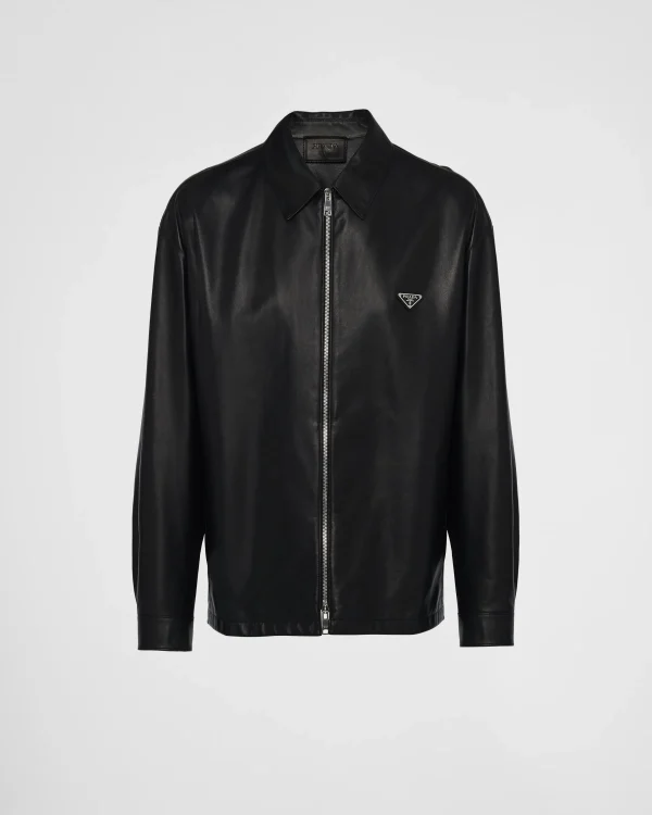 Leather Clothing*Prada Nappa leather blouson jacket Black