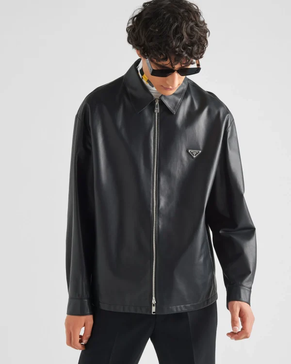 Leather Clothing*Prada Nappa leather blouson jacket Black