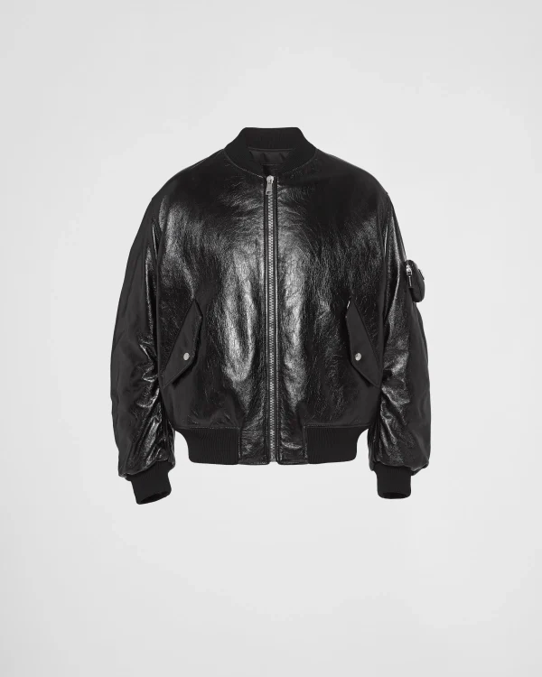 Leather Clothing*Prada Nappa leather bomber jacket Black