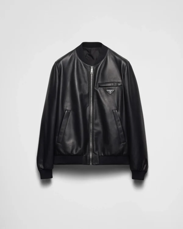 Leather Clothing*Prada Nappa leather bomber jacket Black