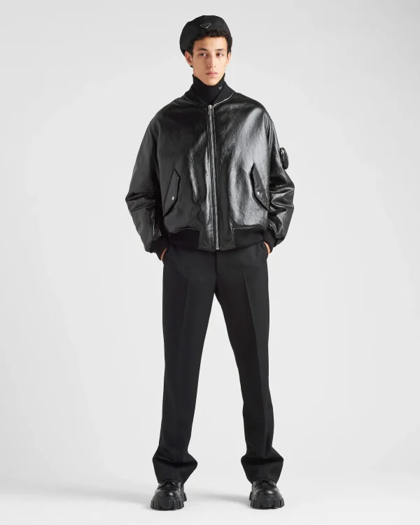 Leather Clothing*Prada Nappa leather bomber jacket Black