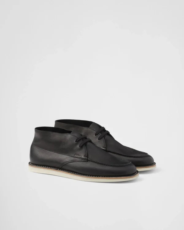 Boots*Prada Nappa leather Chukka boots Black