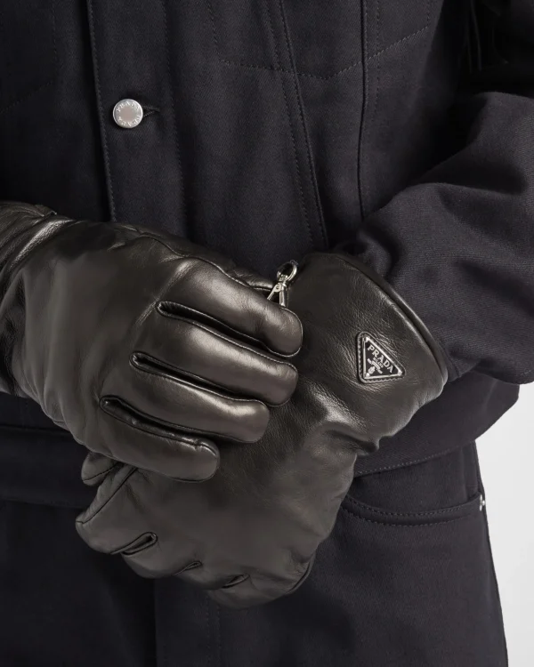 Hats And Gloves*Prada Nappa leather gloves Black