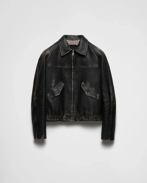 Leather Clothing*Prada Nappa leather jacket Black