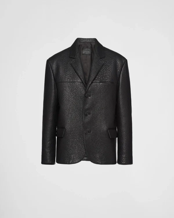 Leather Clothing*Prada Nappa leather jacket Black