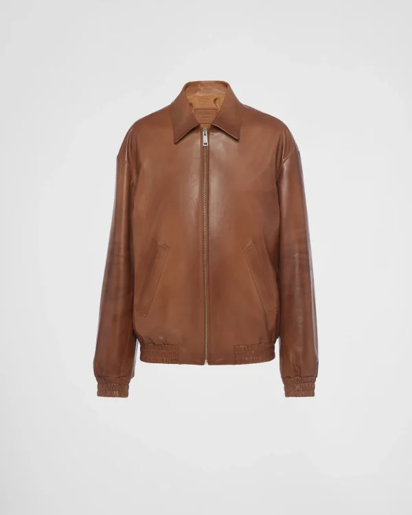 Leather Clothing*Prada Nappa leather jacket Caramel