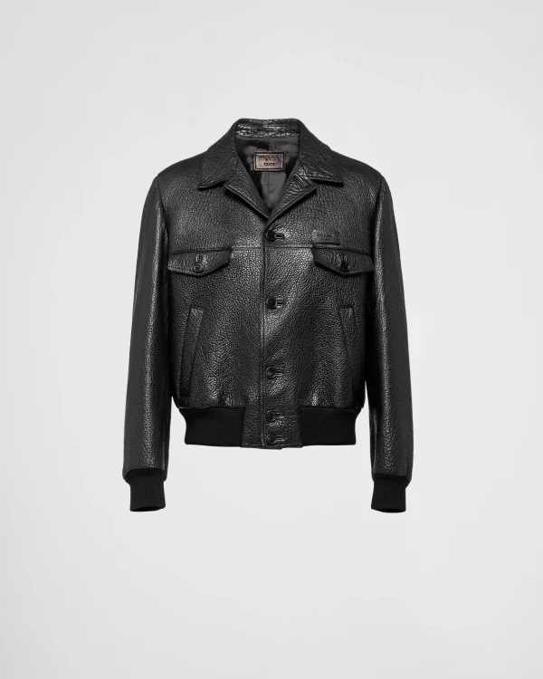 Leather Clothing*Prada Nappa leather jacket Black