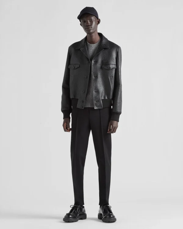 Leather Clothing*Prada Nappa leather jacket Black