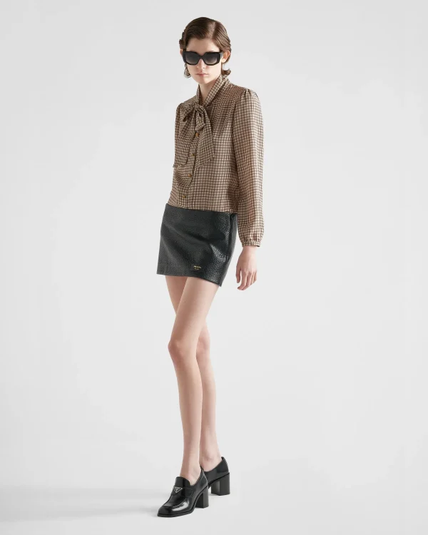 Leather Clothing*Prada Nappa leather miniskirt Black