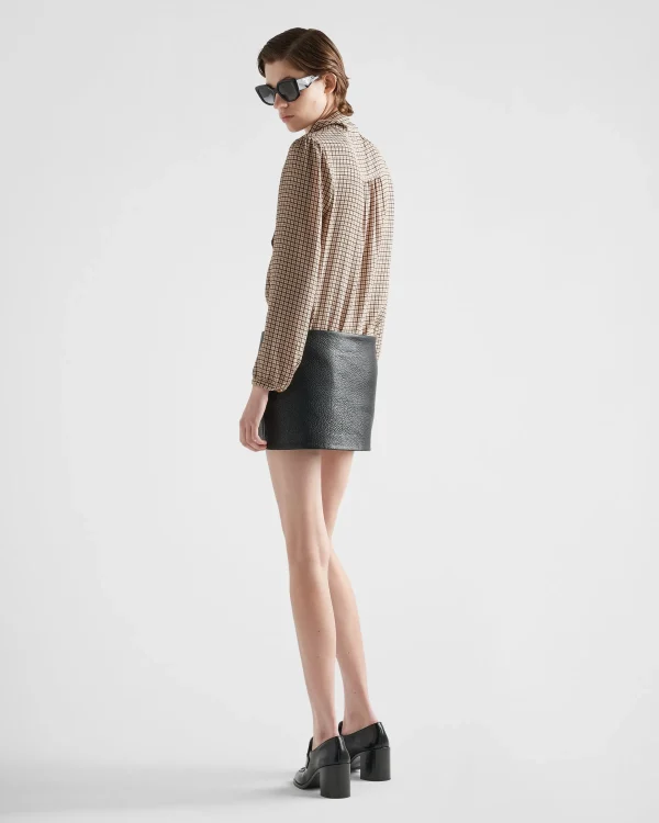 Leather Clothing*Prada Nappa leather miniskirt Black