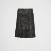 Leather Clothing*Prada Nappa leather patchwork skirt Black