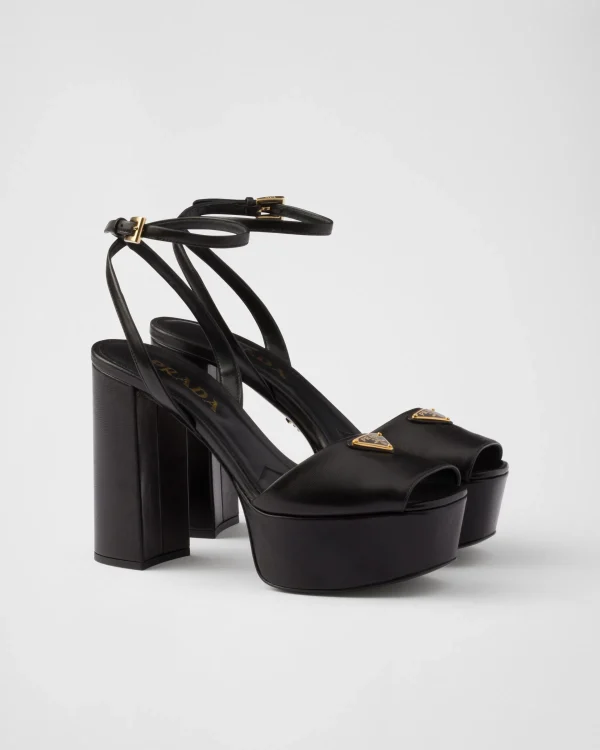 Sandals*Prada Nappa leather platform sandals Black