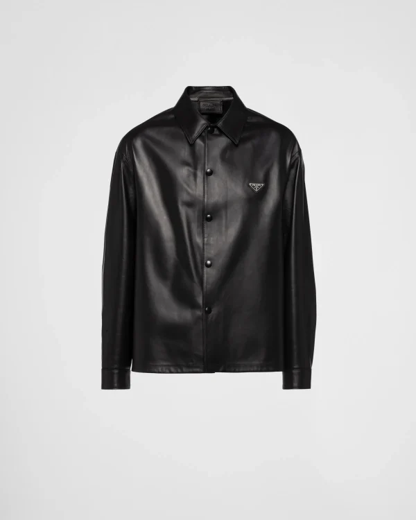 Leather Clothing*Prada Nappa leather shirt Black