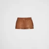 Leather Clothing*Prada Nappa leather shorts Caramel