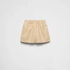 Leather Clothing*Prada Nappa leather shorts Sandbeige