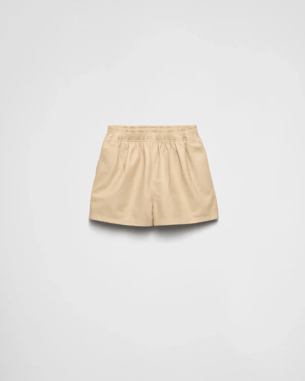 Leather Clothing*Prada Nappa leather shorts Sandbeige