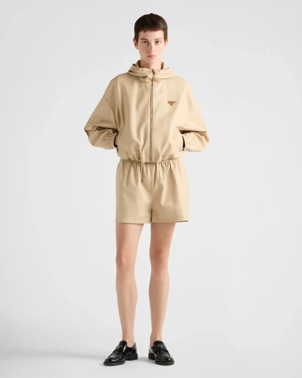 Leather Clothing*Prada Nappa leather shorts Sandbeige