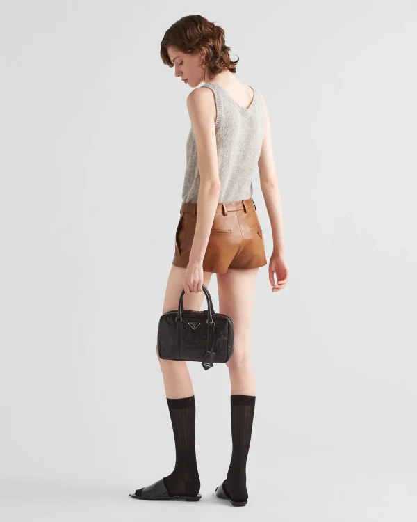 Leather Clothing*Prada Nappa leather shorts Caramel