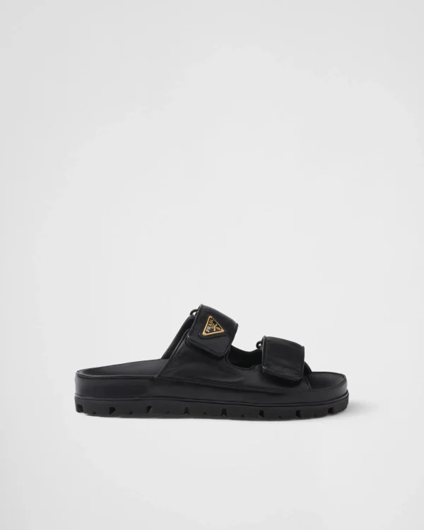 Slippers And Mules*Prada Nappa leather slides Black