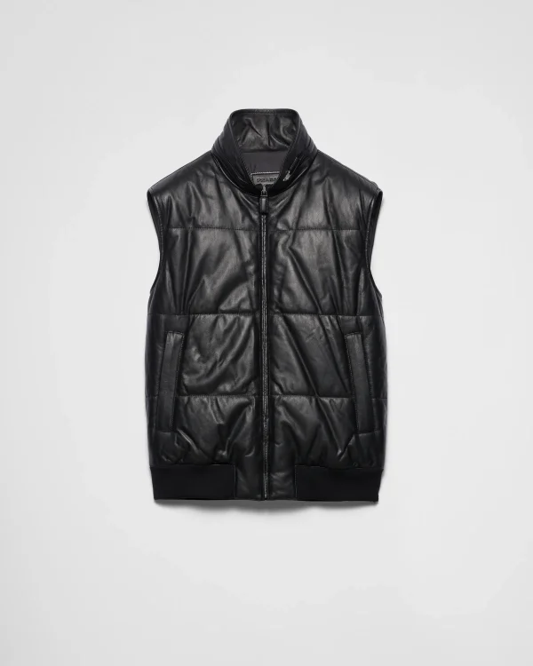 Leather Clothing*Prada Nappa leather waistcoat Black