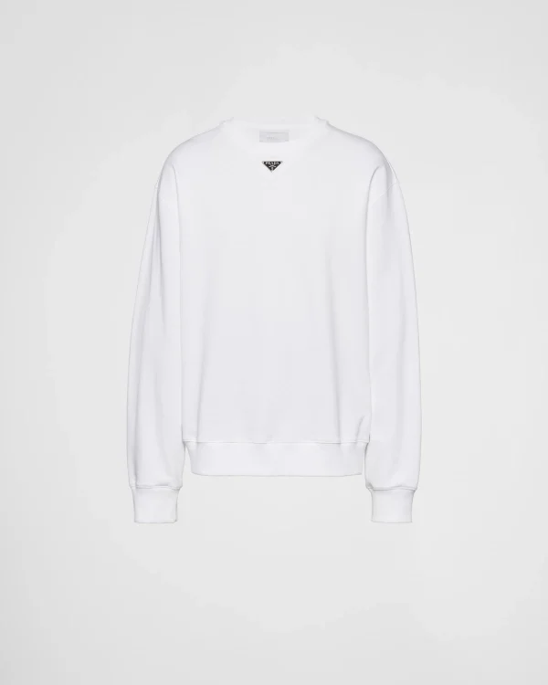 Jogging Suits And Sweatshirts*Prada Oversized cotton sweatshirt with triangle logo White