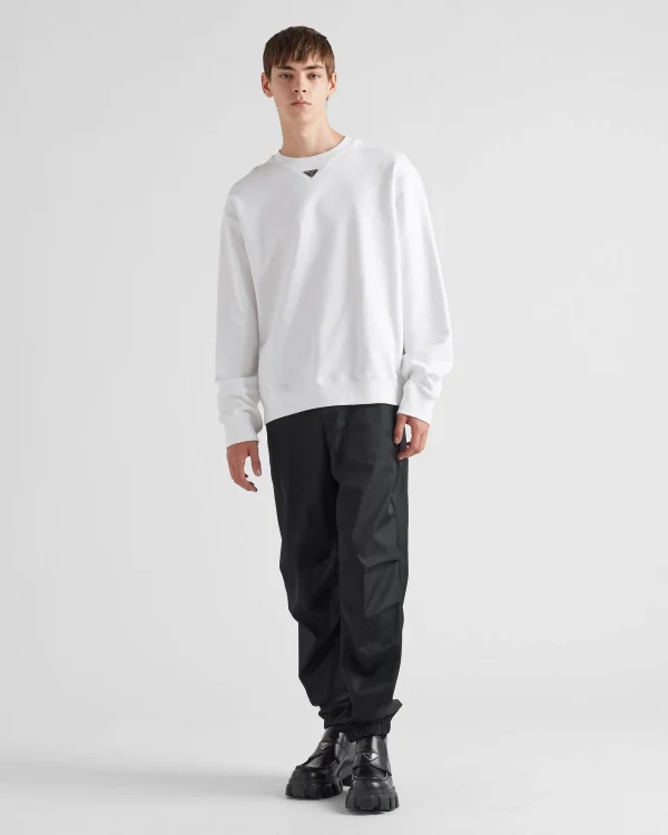 Jogging Suits And Sweatshirts*Prada Oversized cotton sweatshirt with triangle logo White