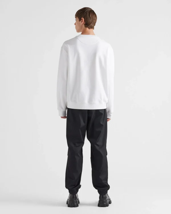 Jogging Suits And Sweatshirts*Prada Oversized cotton sweatshirt with triangle logo White