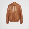 Leather Clothing*Prada Oversized nappa leather bomber jacket Caramel