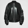 Leather Clothing*Prada Oversized nappa leather bomber jacket Black