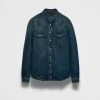 Denim*Prada Padded denim shirt Navy