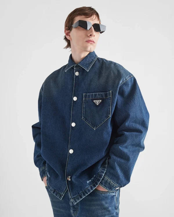 Denim*Prada Padded denim shirt Navy