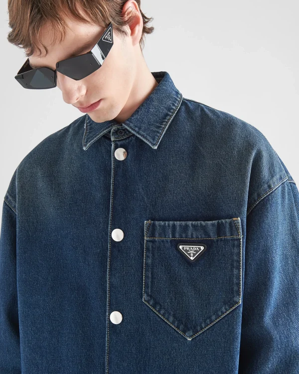 Denim*Prada Padded denim shirt Navy