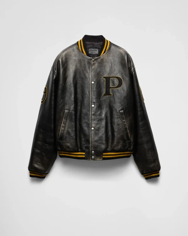 Leather Clothing*Prada Padded leather bomber jacket Black