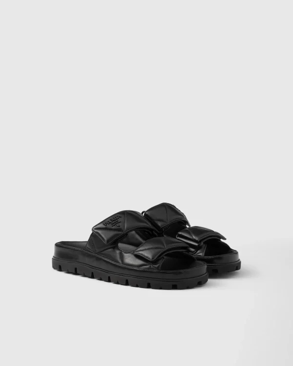 Slippers And Mules*Prada Padded nappa leather sandals Black