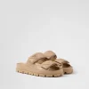 Slippers And Mules*Prada Padded nappa leather sandals Sandbeige