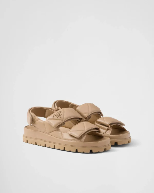 Sandals*Prada Padded nappa leather sandals Sandbeige