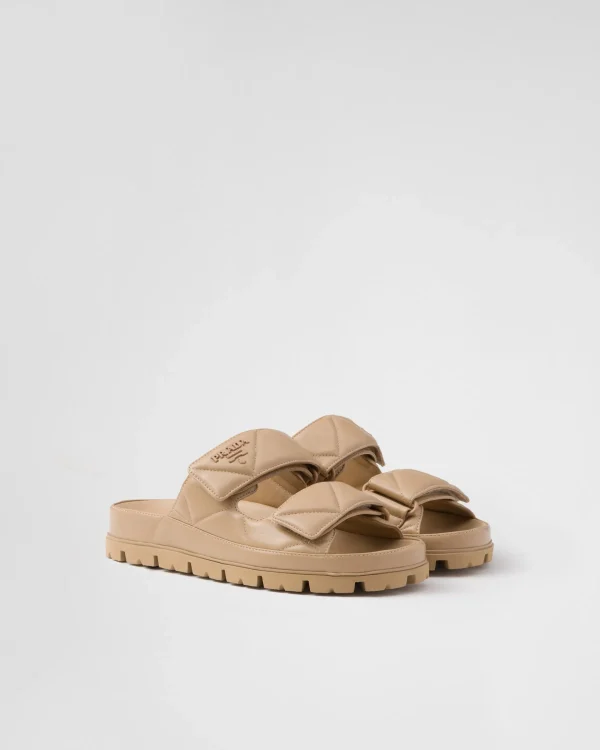 Slippers And Mules*Prada Padded nappa leather sandals Sandbeige