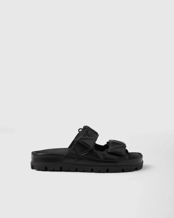 Slippers And Mules*Prada Padded nappa leather sandals Black